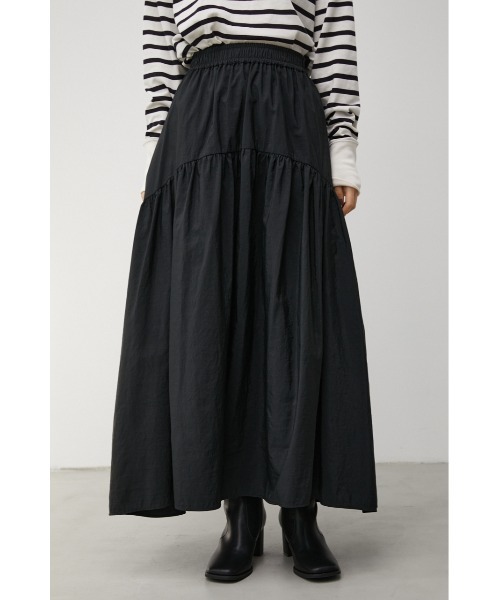 AZUL by moussy（アズールバイマウジー）の「HEM GATHER VOLUME SKIRT/ヘムギャザーボリュームスカート（スカート・レディース・ライトベージュ/ブラック・MEDIUM/SMALL）」の7枚目の写真