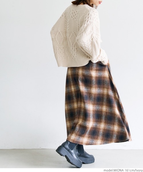 coca(coca)(コカ)の「パターンケーブルニットプルオーバー(ニット/セーター・レディース・アイボリー・ONE SIZE)」の3枚目の写真