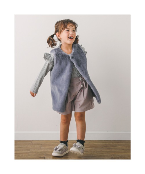 SLAP SLIP(スラップスリップ)の「SLAPSLIP/【お揃い】チェリープリントウエストボタンフリルコットンショートパンツ(90~130cm)(その他パンツ・キッズ・パープル/ネイビー・110/130/120/90/100)」の6枚目の写真