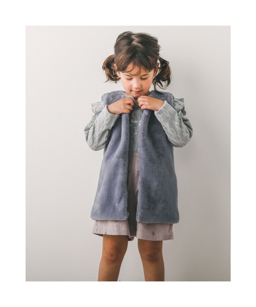 SLAP SLIP(スラップスリップ)の「SLAPSLIP/【お揃い】チェリープリントウエストボタンフリルコットンショートパンツ(90~130cm)(その他パンツ・キッズ・パープル/ネイビー・110/130/120/90/100)」の3枚目の写真