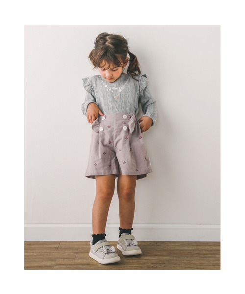SLAP SLIP(スラップスリップ)の「SLAPSLIP/【お揃い】チェリープリントウエストボタンフリルコットンショートパンツ(90~130cm)(その他パンツ・キッズ・パープル/ネイビー・110/130/120/90/100)」の12枚目の写真