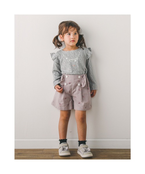 SLAP SLIP(スラップスリップ)の「SLAPSLIP/【お揃い】チェリープリントウエストボタンフリルコットンショートパンツ(90~130cm)(その他パンツ・キッズ・パープル/ネイビー・110/130/120/90/100)」の9枚目の写真