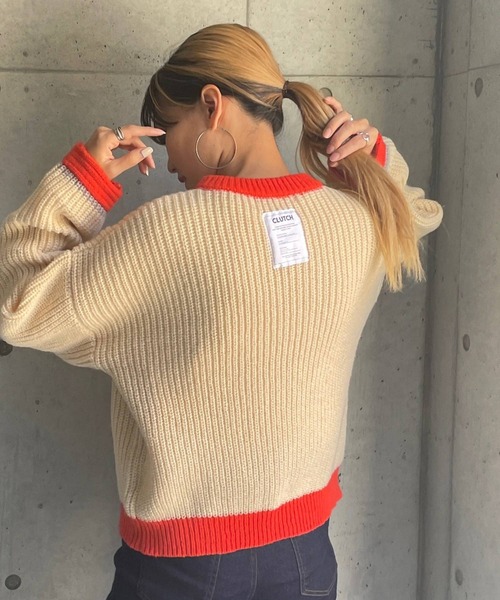 bohmal（ボマール）の「スリーブデザインバイカラーニット（ニット/セーター・レディース・オフホワイト/グレー/ネイビー/ベージュ・FREE）」の18枚目の写真