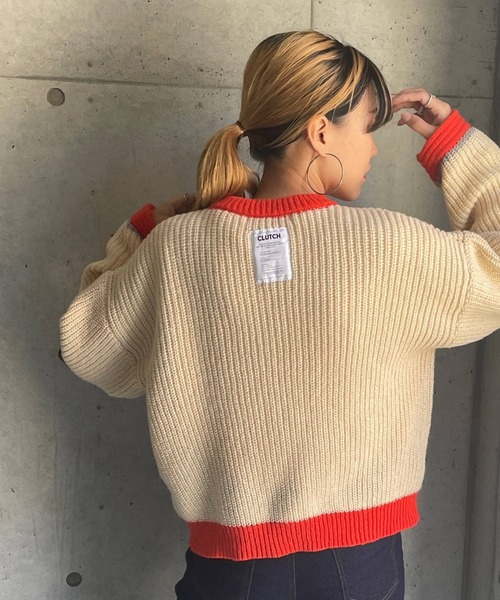 bohmal（ボマール）の「スリーブデザインバイカラーニット（ニット/セーター・レディース・オフホワイト/グレー/ネイビー/ベージュ・FREE）」の17枚目の写真