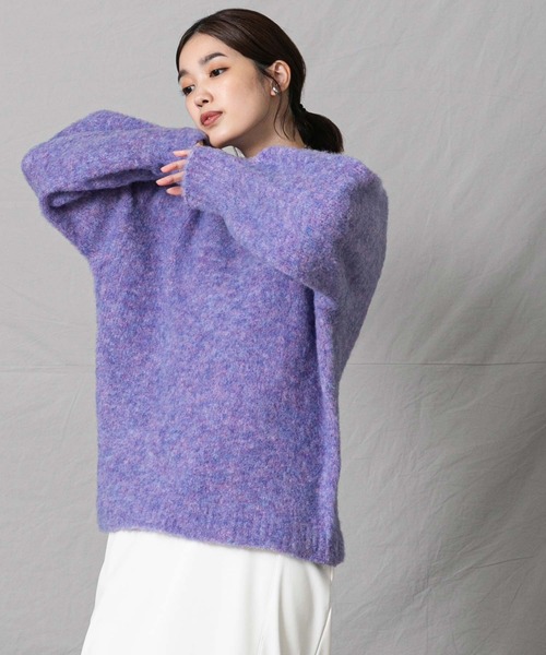 Gready Brilliant(グレディブリリアン)の「web限定 クルーNシャギーニット(ニット/セーター)」|パープル