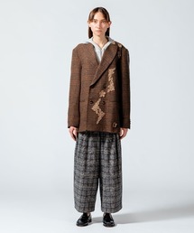 MIDIUMISOLID for Ladies チェックフラワーモチーフジャケット