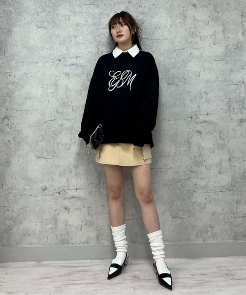 EPIMI E'PIMMY(エピミエピミー)の「エンボスシシュウロゴプルオーバー(スウェット・レディース・ブラック/オフホワイト/杢グレー・MEDIUM)」の22枚目の写真