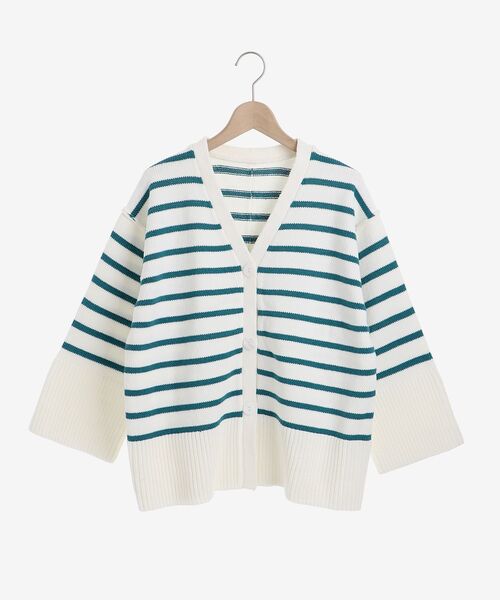 le.coeur blanc(ルクールブラン)の「ボーダーワイドシルエットVネックカーディガン(カーディガン/ボレロ・レディース・ブラック系その他/ブルー系その他2・38)」の14枚目の写真