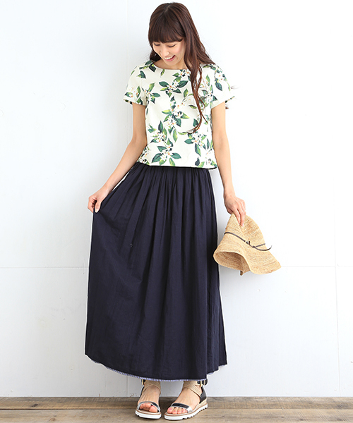 B:MING by BEAMS(ビーミングバイビームス)の「<InRed 6月号掲載>ビーミング by ビームス / ボタニカルプリント ブラウス(シャツ/ブラウス・レディース・オフホワイト/ネイビー・MEDIUM/SMALL)」の3枚目の写真