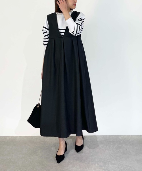 PICCIN(ピッチン)の「【WEB限定】タックフレアワンピース(ワンピース・レディース・ブラック/オフホワイト・M/L)」の2枚目の写真