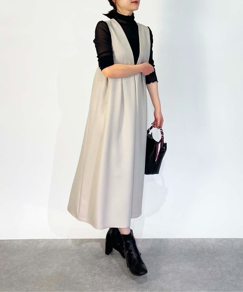 PICCIN(ピッチン)の「【WEB限定】タックフレアワンピース(ワンピース・レディース・ブラック/オフホワイト・M/L)」の3枚目の写真