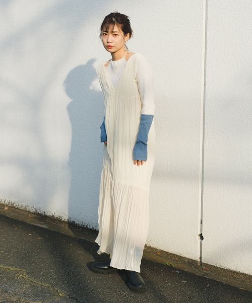 Kastane（カスタネ）の「【サイズ展開あり/WEB限定サイズあり】ワッシャーシフォン無地ワンピース（ワンピース・レディース・オフホワイト/ブラック・2/0/1）」の19枚目の写真