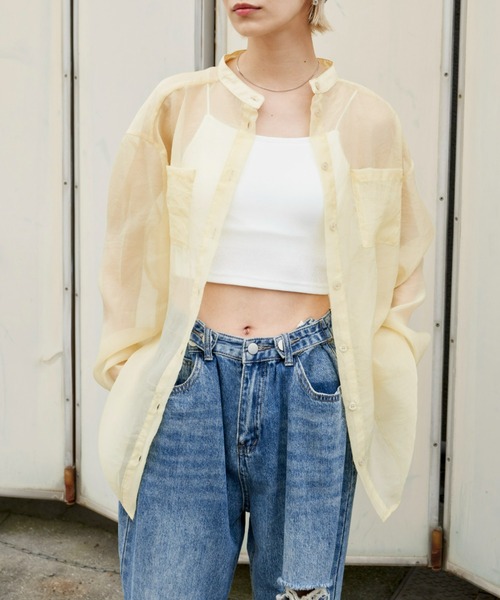 Auntie Rosa Holiday(アンティローザホリデー)の「バンドカラーシアーシャツ(シャツ/ブラウス・レディース・その他/ブラック/ブルー/イエロー・FREE)」の20枚目の写真