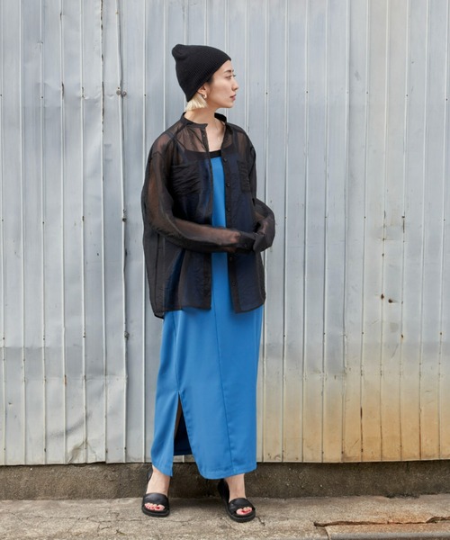 Auntie Rosa Holiday(アンティローザホリデー)の「バンドカラーシアーシャツ(シャツ/ブラウス・レディース・その他/ブラック/ブルー/イエロー・FREE)」の14枚目の写真