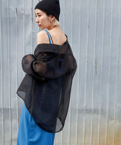 Auntie Rosa Holiday(アンティローザホリデー)の「バンドカラーシアーシャツ(シャツ/ブラウス・レディース・その他/ブラック/ブルー/イエロー・FREE)」の8枚目の写真