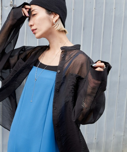 Auntie Rosa Holiday(アンティローザホリデー)の「バンドカラーシアーシャツ(シャツ/ブラウス・レディース・その他/ブラック/ブルー/イエロー・FREE)」の12枚目の写真