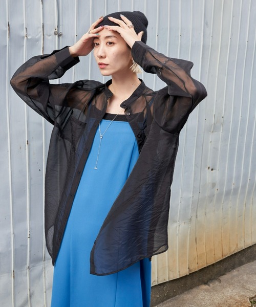 Auntie Rosa Holiday(アンティローザホリデー)の「バンドカラーシアーシャツ(シャツ/ブラウス・レディース・その他/ブラック/ブルー/イエロー・FREE)」の7枚目の写真