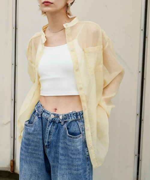 Auntie Rosa Holiday(アンティローザホリデー)の「バンドカラーシアーシャツ(シャツ/ブラウス・レディース・その他/ブラック/ブルー/イエロー・FREE)」の19枚目の写真