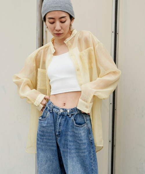 Auntie Rosa Holiday(アンティローザホリデー)の「バンドカラーシアーシャツ(シャツ/ブラウス・レディース・その他/ブラック/ブルー/イエロー・FREE)」の21枚目の写真