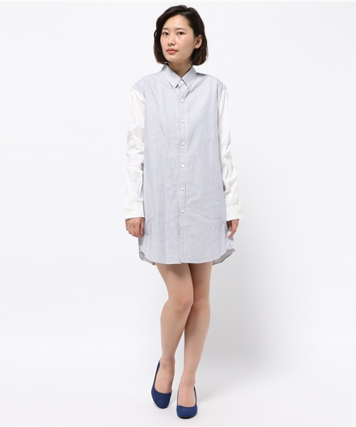 OUTLET（アウトレット）の「【BLOOM&BRANCH】SOスピンOXバイカラーOP（ワンピース・レディース・ブルー/ストライプ・36/34）」の6枚目の写真