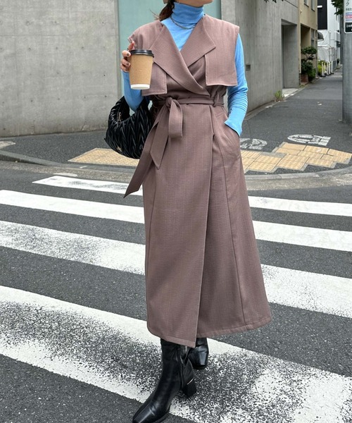 archives(アルシーヴ)の「【Limited item】TRENCH COAT VEST(トレンチコート・レディース・グリーン/ブラック/オフホワイト/ベージュ/モカ・MEDIUM)」の4枚目の写真