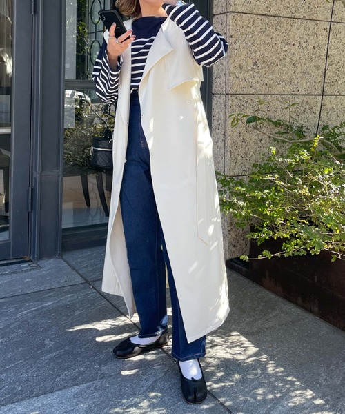 archives(アルシーヴ)の「【Limited item】TRENCH COAT VEST(トレンチコート・レディース・グリーン/ブラック/オフホワイト/ベージュ/モカ・MEDIUM)」の6枚目の写真