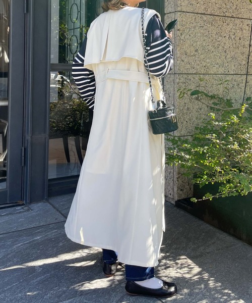 archives(アルシーヴ)の「【Limited item】TRENCH COAT VEST(トレンチコート・レディース・グリーン/ブラック/オフホワイト/ベージュ/モカ・MEDIUM)」の8枚目の写真