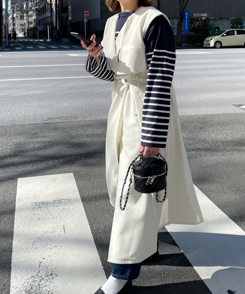 archives(アルシーヴ)の「【Limited item】TRENCH COAT VEST(トレンチコート・レディース・グリーン/ブラック/オフホワイト/ベージュ/モカ・MEDIUM)」の18枚目の写真