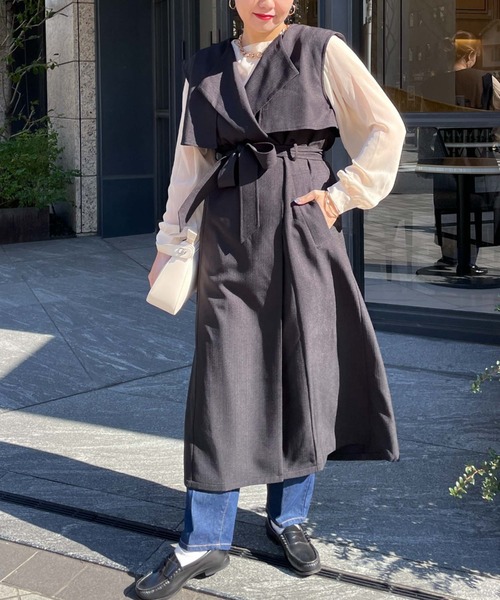 archives(アルシーヴ)の「【Limited item】TRENCH COAT VEST(トレンチコート・レディース・グリーン/ブラック/オフホワイト/ベージュ/モカ・MEDIUM)」の19枚目の写真