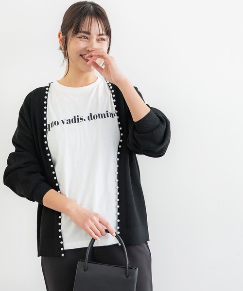 coca(coca)(コカ)の「パールカーディガン(カーディガン/ボレロ・レディース・アイボリー/ブラック・M/L)」の3枚目の写真