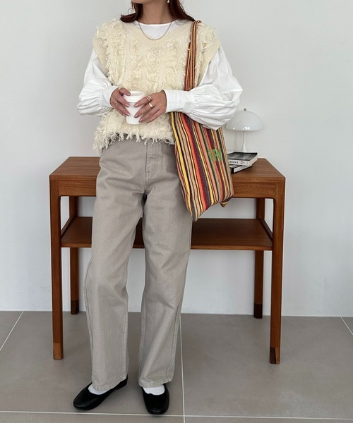 DISCOAT(ディスコート)の「【新色追加!】ストライプアソートロゴトートバッグ(トートバッグ・レディース・ブラック/ベージュ/ブラウン/イエロー・FREE)」の10枚目の写真