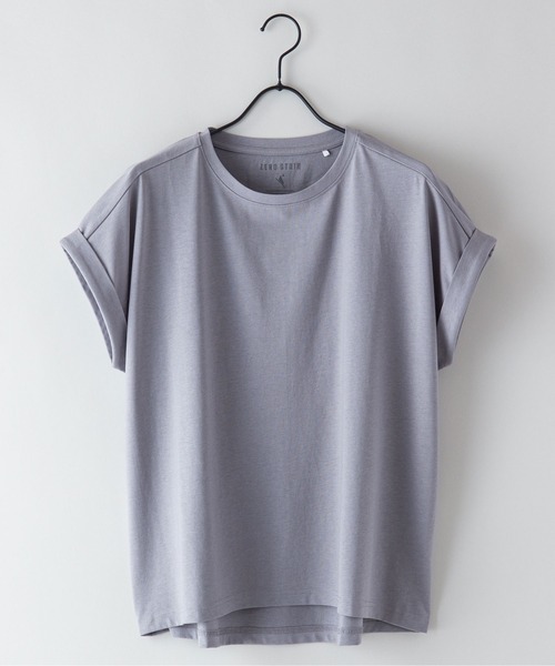 LB/S (エルビーエス)の「汗染みの目立ちにくいTシャツ ZEROSTAIN ゼロステイン 撥水性 UVカット ローカルラウンド 無地ヘムTシャツ(Tシャツ/カットソー・レディース・ホワイト/ダークベージュ/ピンク系その他/ブラック/ミント/イエロー/ダークブルー/チャコールグレー/グレー・MEDIUM/LARGE)」の4枚目の写真