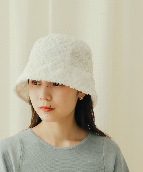 SENSE OF PLACE by URBAN RESEARCH（センスオブプレイスバイアーバンリサーチ）の「ジャガードパネルバケットハット（ハット・レディース・アイボリー/ブラック/ブルー・ONE）」の4枚目の写真
