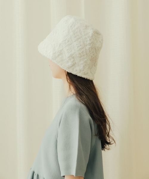 SENSE OF PLACE by URBAN RESEARCH（センスオブプレイスバイアーバンリサーチ）の「ジャガードパネルバケットハット（ハット・レディース・アイボリー/ブラック/ブルー・ONE）」の5枚目の写真