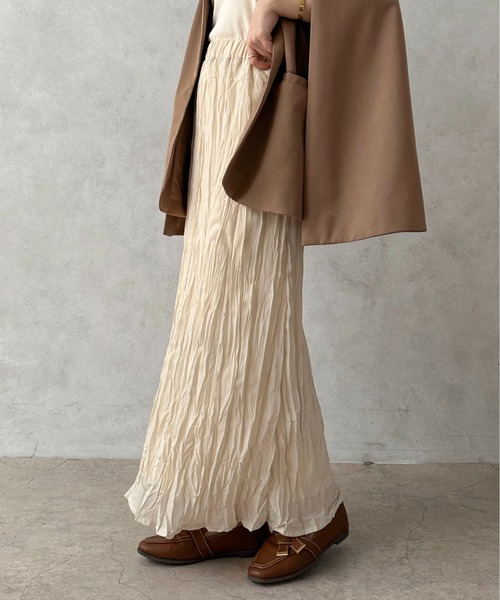 apres jour clair（アプレジュールクレア）の「【apres jour clair】クリンクルスカート【ZOZOTOWN限定アイテム】（スカート・レディース・ブラウン系その他/アイボリー/ピンクベージュ・X-LARGE/フリー）」の9枚目の写真
