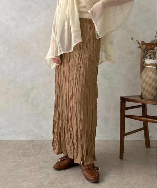 apres jour clair（アプレジュールクレア）の「【apres jour clair】クリンクルスカート【ZOZOTOWN限定アイテム】（スカート・レディース・ブラウン系その他/アイボリー/ピンクベージュ・X-LARGE/フリー）」の15枚目の写真