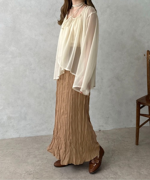 apres jour clair（アプレジュールクレア）の「【apres jour clair】クリンクルスカート【ZOZOTOWN限定アイテム】（スカート・レディース・ブラウン系その他/アイボリー/ピンクベージュ・X-LARGE/フリー）」の18枚目の写真