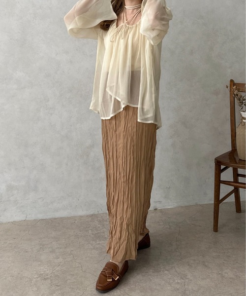 apres jour clair（アプレジュールクレア）の「【apres jour clair】クリンクルスカート【ZOZOTOWN限定アイテム】（スカート・レディース・ブラウン系その他/アイボリー/ピンクベージュ・X-LARGE/フリー）」の19枚目の写真