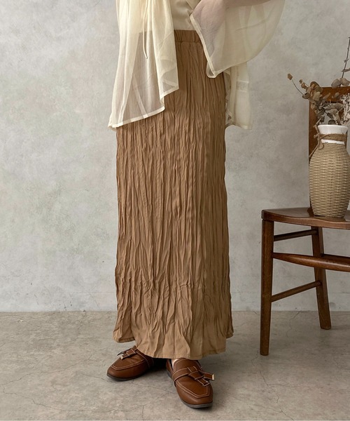 apres jour clair（アプレジュールクレア）の「【apres jour clair】クリンクルスカート【ZOZOTOWN限定アイテム】（スカート・レディース・ブラウン系その他/アイボリー/ピンクベージュ・X-LARGE/フリー）」の4枚目の写真