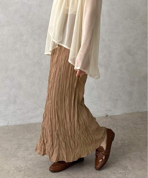 apres jour clair（アプレジュールクレア）の「【apres jour clair】クリンクルスカート【ZOZOTOWN限定アイテム】（スカート・レディース・ブラウン系その他/アイボリー/ピンクベージュ・X-LARGE/フリー）」の6枚目の写真