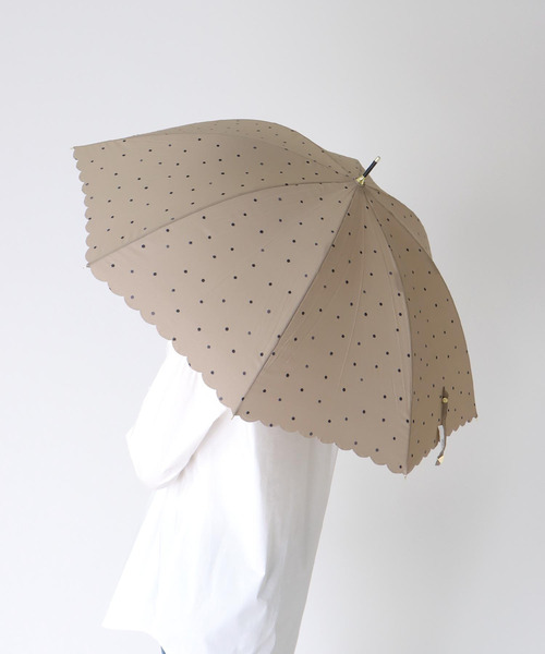 Three Four Time(スリーフォータイム)の「【Wpc.】ミルキードット長傘 (UVカット) @(長傘・レディース・ブラウン/オフホワイト/ピンク・FREE)」の3枚目の写真