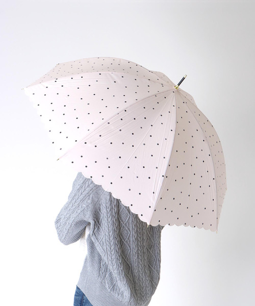 Three Four Time(スリーフォータイム)の「【Wpc.】ミルキードット長傘 (UVカット) @(長傘・レディース・ブラウン/オフホワイト/ピンク・FREE)」の1枚目の写真