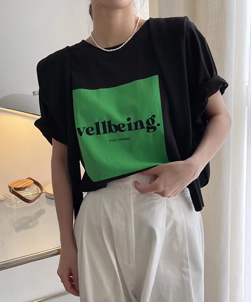 c.u.l（シーユーエル）の「オーバーサイズ ロゴプリントTシャツ culw413（Tシャツ/カットソー・レディース・グレー/ホワイト/ブラック/ホワイト系その他/ブラック系その他/グレー系その他・FREE）」の7枚目の写真