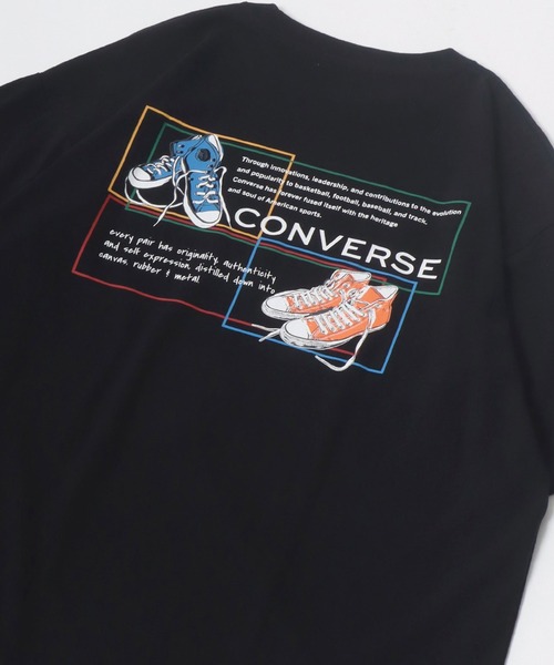 CONVERSE（コンバース）の「CONVERSE/コンバース アイコン シューズイラスト バックプリント ワンポイント刺繍 オーバーサイズ 半袖Tシャツ レディース メンズ（Tシャツ/カットソー・レディース・ブラック/ブラック系その他/ホワイト/グリーン/ホワイト系その他/グリーン系その他/ブラック系その他2/グリーン系その他2/グリーン系その他3/ブラック系その他3/ホワイト系その他3/ホワイト系その他2/ホワイト系その他4/サックスブルー/ブラック系その他4/ホワイト系その他5/ブラック系その他5/ベージュ/ホワイト系その他6/ブルー系その他2/ブルー系その他/ブラック系その他6・M/L/LL）」の11枚目の写真