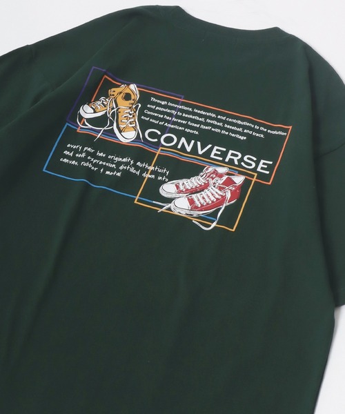 CONVERSE（コンバース）の「CONVERSE/コンバース アイコン シューズイラスト バックプリント ワンポイント刺繍 オーバーサイズ 半袖Tシャツ レディース メンズ（Tシャツ/カットソー・レディース・ブラック/ブラック系その他/ホワイト/グリーン/ホワイト系その他/グリーン系その他/ブラック系その他2/グリーン系その他2/グリーン系その他3/ブラック系その他3/ホワイト系その他3/ホワイト系その他2/ホワイト系その他4/サックスブルー/ブラック系その他4/ホワイト系その他5/ブラック系その他5/ベージュ/ホワイト系その他6/ブルー系その他2/ブルー系その他/ブラック系その他6・M/L/LL）」の18枚目の写真