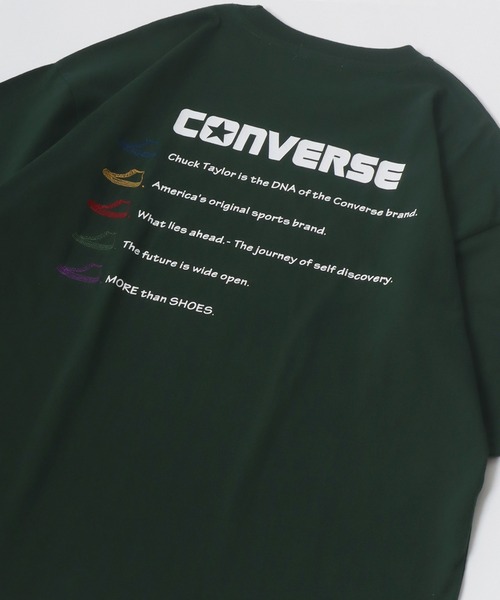 CONVERSE（コンバース）の「CONVERSE/コンバース アイコン シューズイラスト バックプリント ワンポイント刺繍 オーバーサイズ 半袖Tシャツ レディース メンズ（Tシャツ/カットソー・レディース・ブラック/ブラック系その他/ホワイト/グリーン/ホワイト系その他/グリーン系その他/ブラック系その他2/グリーン系その他2/グリーン系その他3/ブラック系その他3/ホワイト系その他3/ホワイト系その他2/ホワイト系その他4/サックスブルー/ブラック系その他4/ホワイト系その他5/ブラック系その他5/ベージュ/ホワイト系その他6/ブルー系その他2/ブルー系その他/ブラック系その他6・M/L/LL）」の17枚目の写真