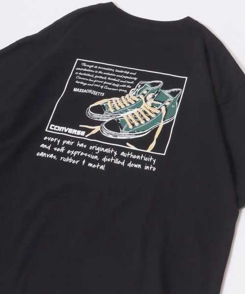CONVERSE（コンバース）の「CONVERSE/コンバース アイコン シューズイラスト バックプリント ワンポイント刺繍 オーバーサイズ 半袖Tシャツ レディース メンズ（Tシャツ/カットソー・レディース・ブラック/ブラック系その他/ホワイト/グリーン/ホワイト系その他/グリーン系その他/ブラック系その他2/グリーン系その他2/グリーン系その他3/ブラック系その他3/ホワイト系その他3/ホワイト系その他2/ホワイト系その他4/サックスブルー/ブラック系その他4/ホワイト系その他5/ブラック系その他5/ベージュ/ホワイト系その他6/ブルー系その他2/ブルー系その他/ブラック系その他6・M/L/LL）」の12枚目の写真