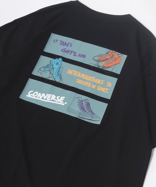 CONVERSE（コンバース）の「CONVERSE/コンバース アイコン シューズイラスト バックプリント ワンポイント刺繍 オーバーサイズ 半袖Tシャツ レディース メンズ（Tシャツ/カットソー・レディース・ブラック/ブラック系その他/ホワイト/グリーン/ホワイト系その他/グリーン系その他/ブラック系その他2/グリーン系その他2/グリーン系その他3/ブラック系その他3/ホワイト系その他3/ホワイト系その他2/ホワイト系その他4/サックスブルー/ブラック系その他4/ホワイト系その他5/ブラック系その他5/ベージュ/ホワイト系その他6/ブルー系その他2/ブルー系その他/ブラック系その他6・M/L/LL）」の13枚目の写真