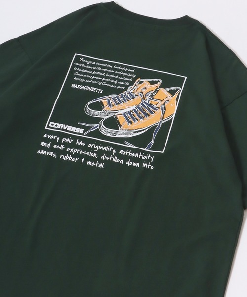 CONVERSE（コンバース）の「CONVERSE/コンバース アイコン シューズイラスト バックプリント ワンポイント刺繍 オーバーサイズ 半袖Tシャツ レディース メンズ（Tシャツ/カットソー・レディース・ブラック/ブラック系その他/ホワイト/グリーン/ホワイト系その他/グリーン系その他/ブラック系その他2/グリーン系その他2/グリーン系その他3/ブラック系その他3/ホワイト系その他3/ホワイト系その他2/ホワイト系その他4/サックスブルー/ブラック系その他4/ホワイト系その他5/ブラック系その他5/ベージュ/ホワイト系その他6/ブルー系その他2/ブルー系その他/ブラック系その他6・M/L/LL）」の19枚目の写真