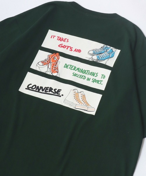CONVERSE（コンバース）の「CONVERSE/コンバース アイコン シューズイラスト バックプリント ワンポイント刺繍 オーバーサイズ 半袖Tシャツ レディース メンズ（Tシャツ/カットソー・レディース・ブラック/ブラック系その他/ホワイト/グリーン/ホワイト系その他/グリーン系その他/ブラック系その他2/グリーン系その他2/グリーン系その他3/ブラック系その他3/ホワイト系その他3/ホワイト系その他2/ホワイト系その他4/サックスブルー/ブラック系その他4/ホワイト系その他5/ブラック系その他5/ベージュ/ホワイト系その他6/ブルー系その他2/ブルー系その他/ブラック系その他6・M/L/LL）」の20枚目の写真